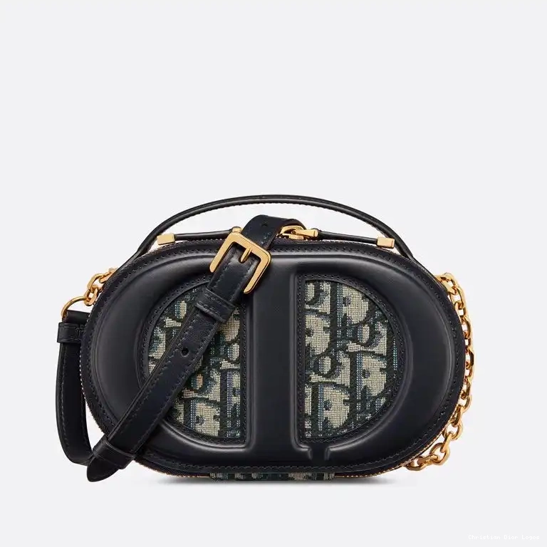 Canvas Blue Oblique Motif Signature Dior Oval Camera CD Bag 0521 Luxury